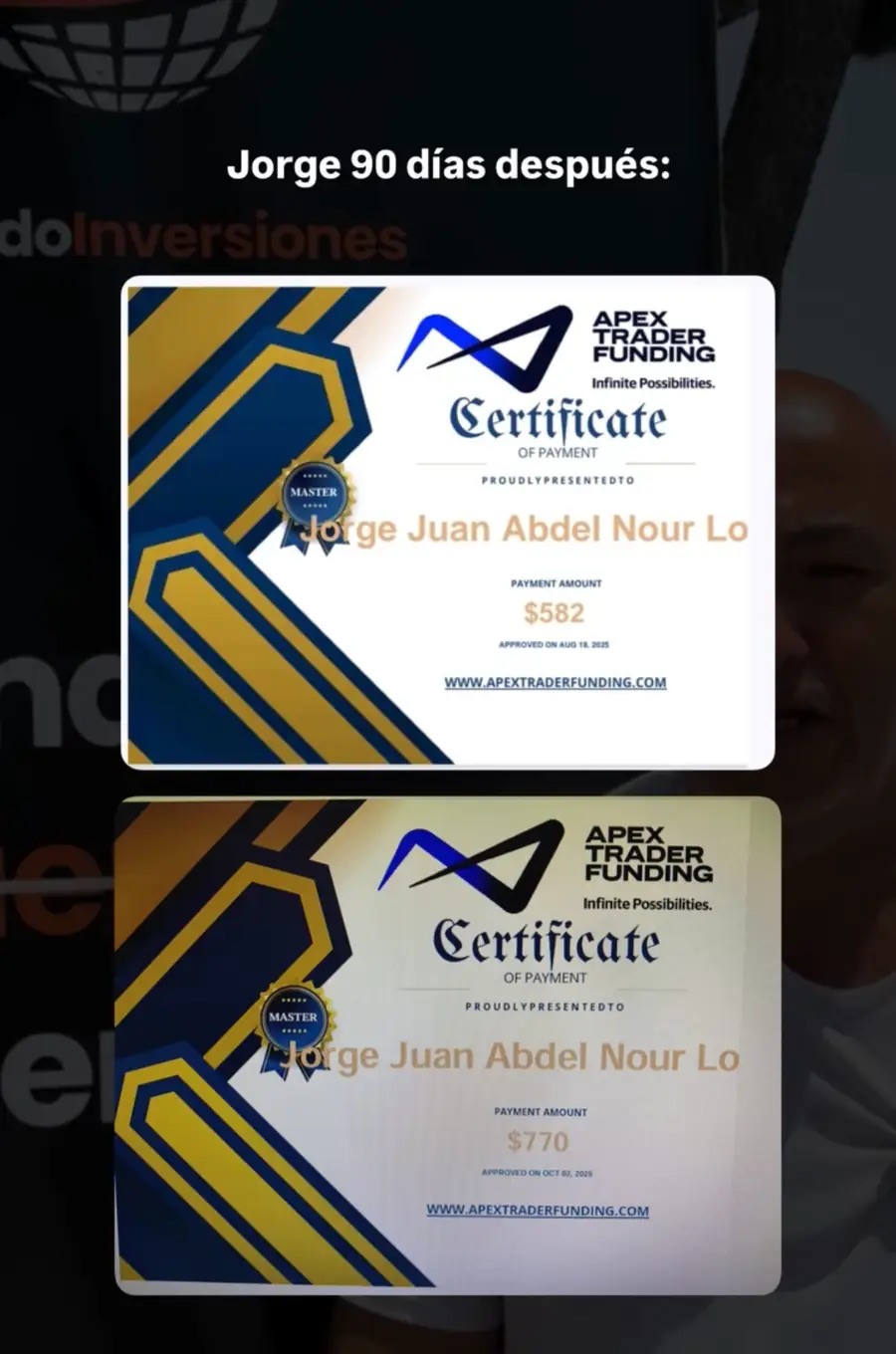 Resultado de un cliente de mundoInversiones