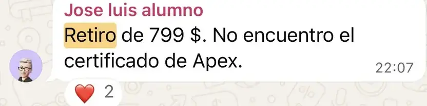 Resultado de un cliente de mundoInversiones