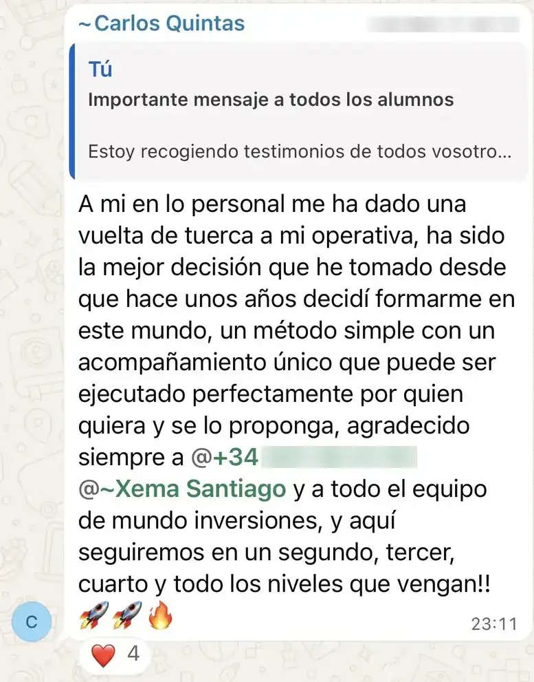 Resultado de un cliente de mundoInversiones
