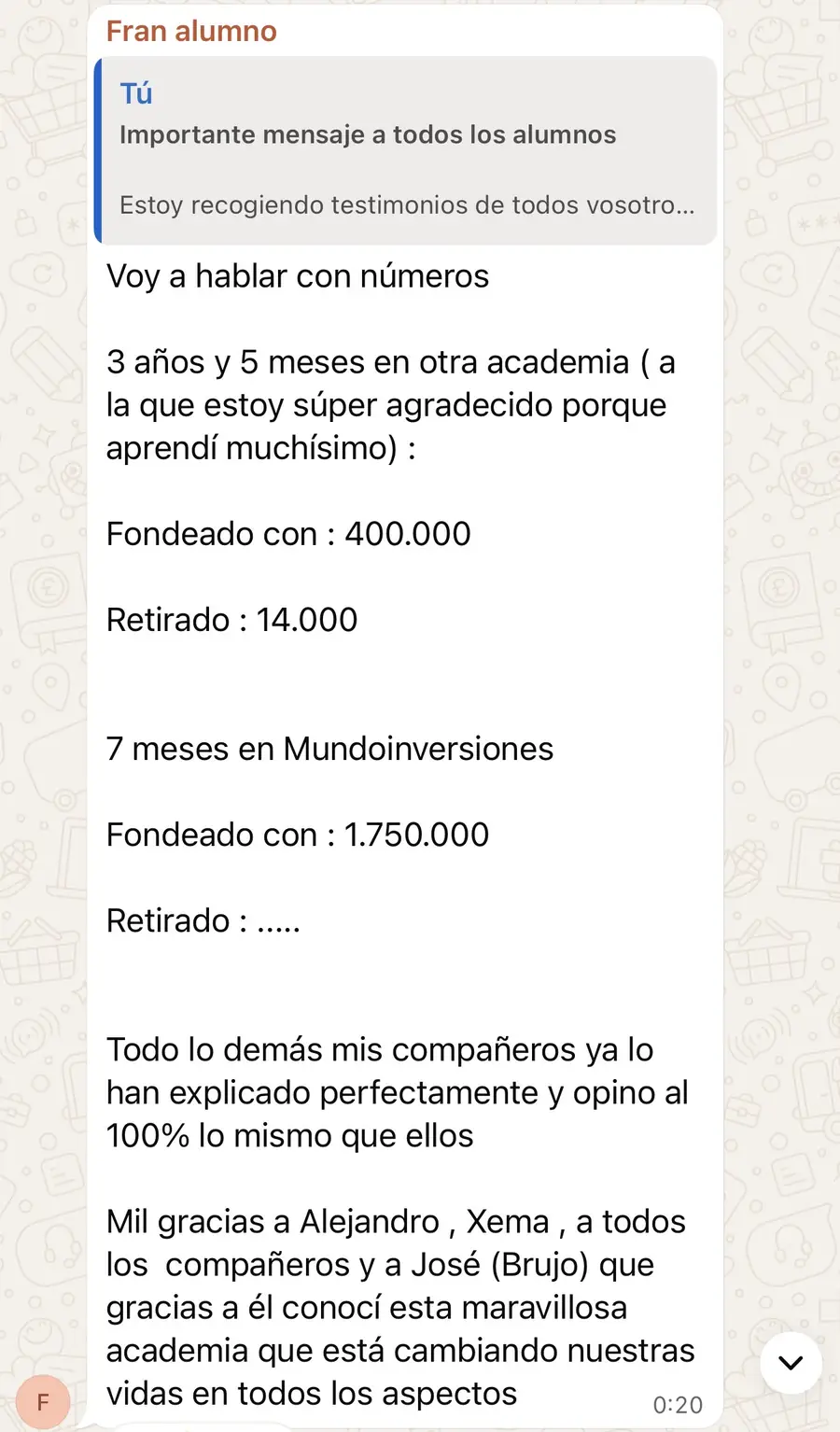 Resultado de un cliente de mundoInversiones