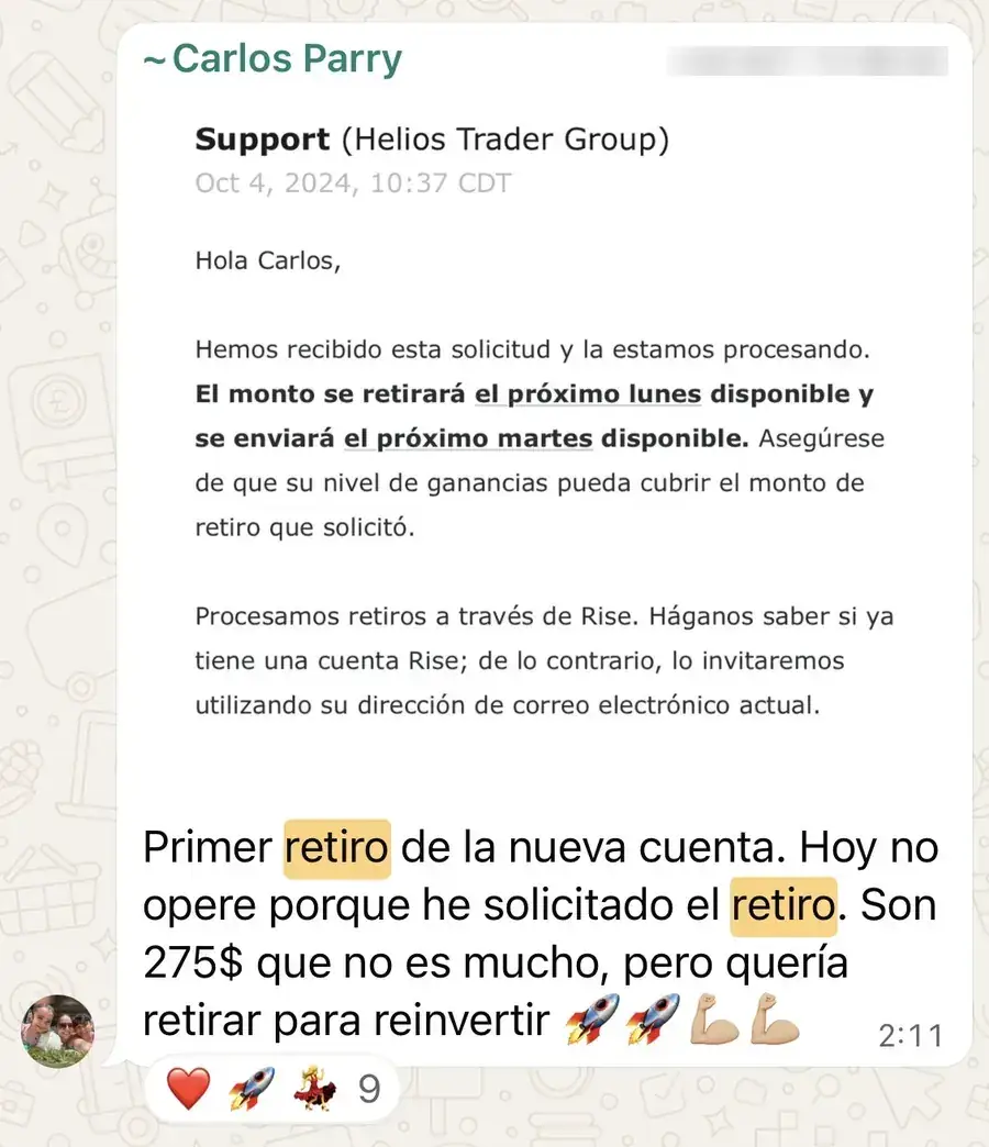Resultado de un cliente de mundoInversiones