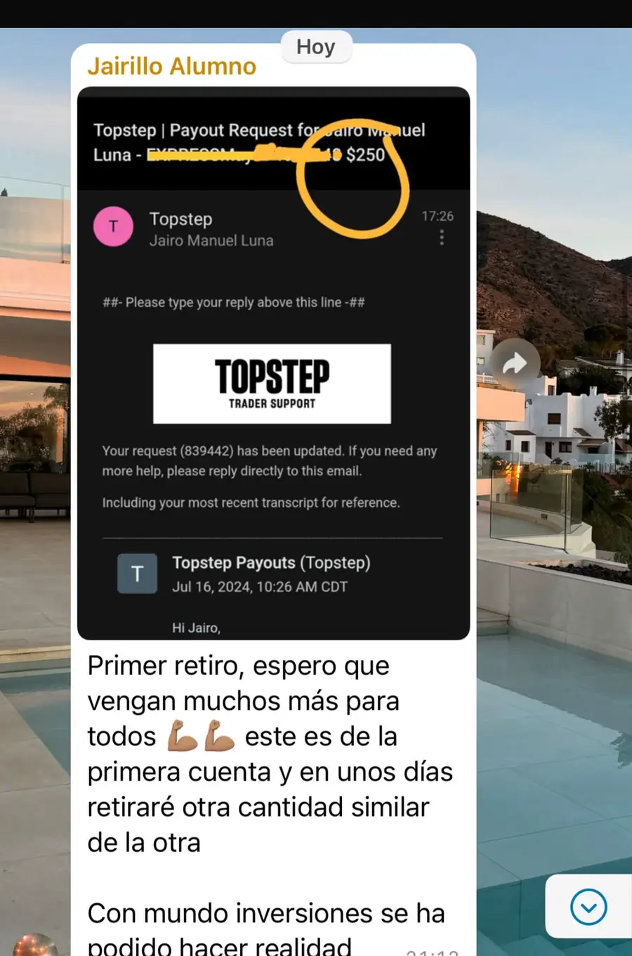 Resultado de un cliente de mundoInversiones