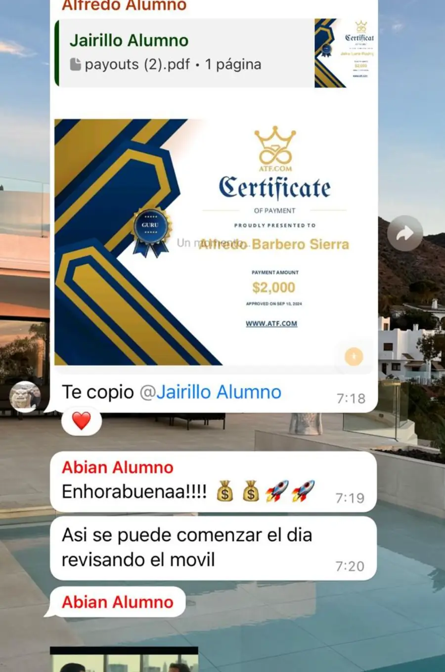 Resultado de un cliente de mundoInversiones