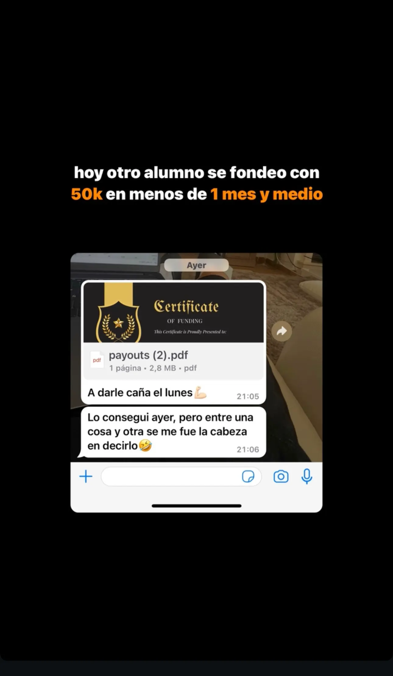 Resultado de un cliente de mundoInversiones