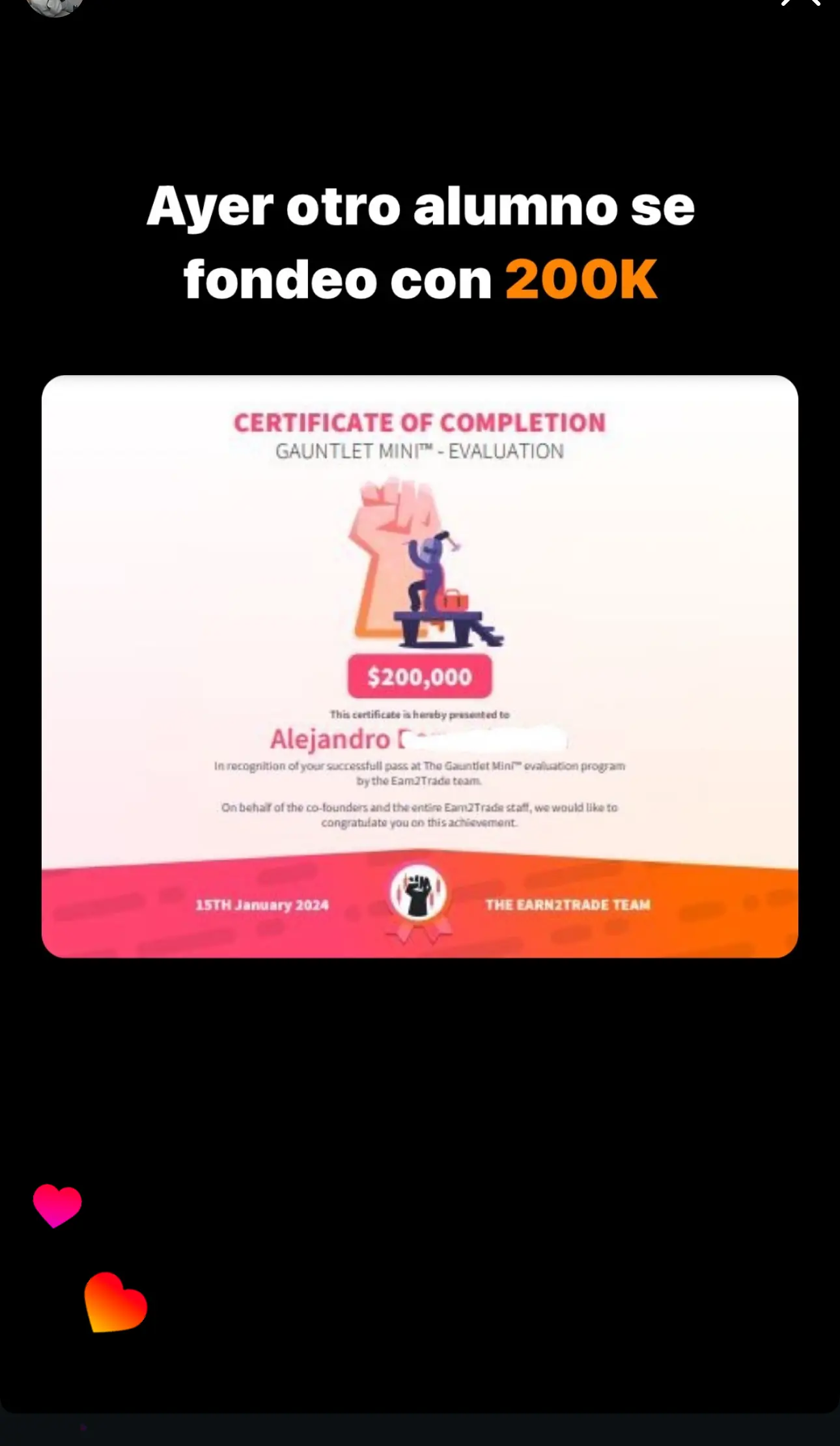 Resultado de un cliente de mundoInversiones
