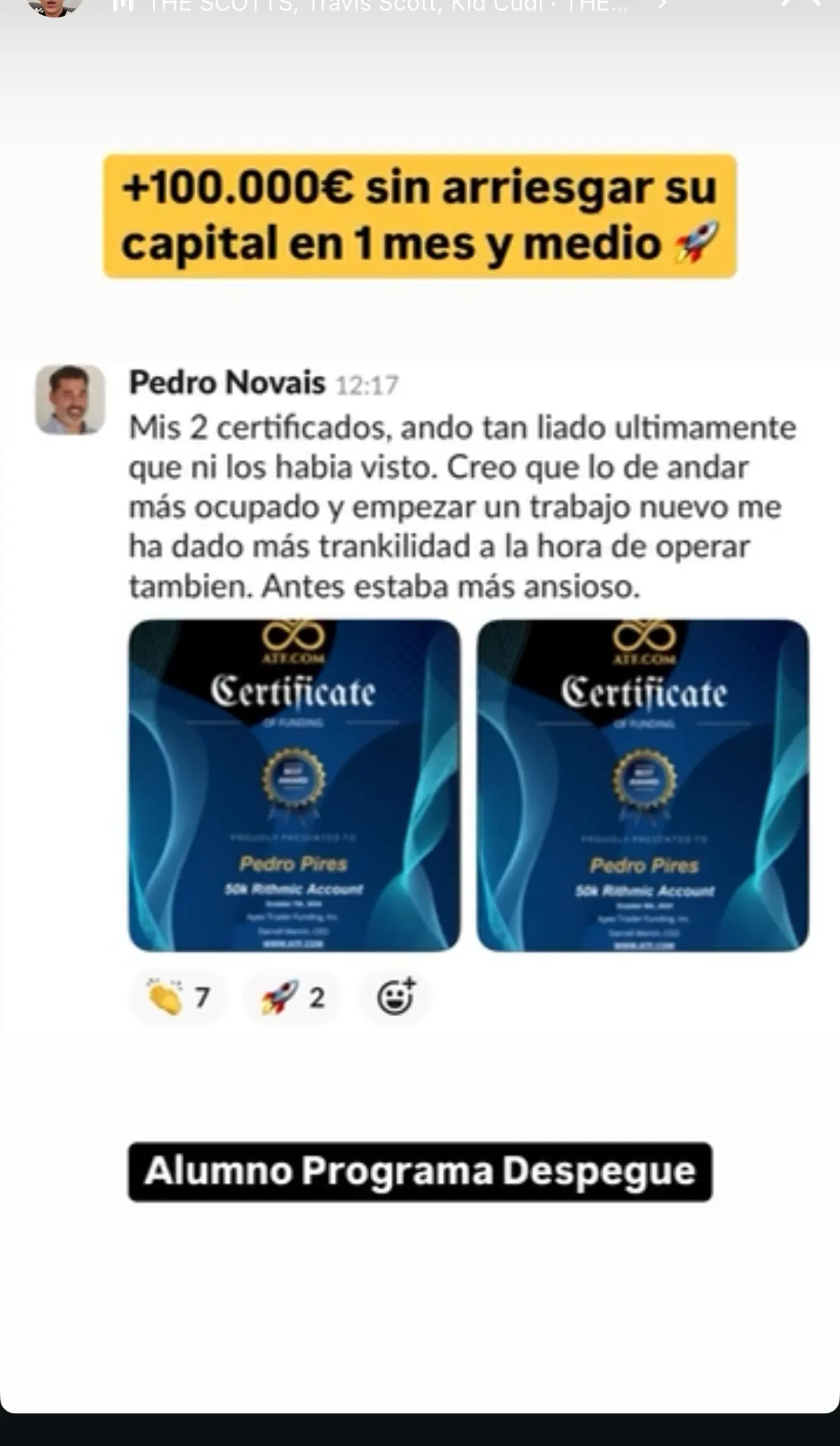 Resultado de un cliente de mundoInversiones