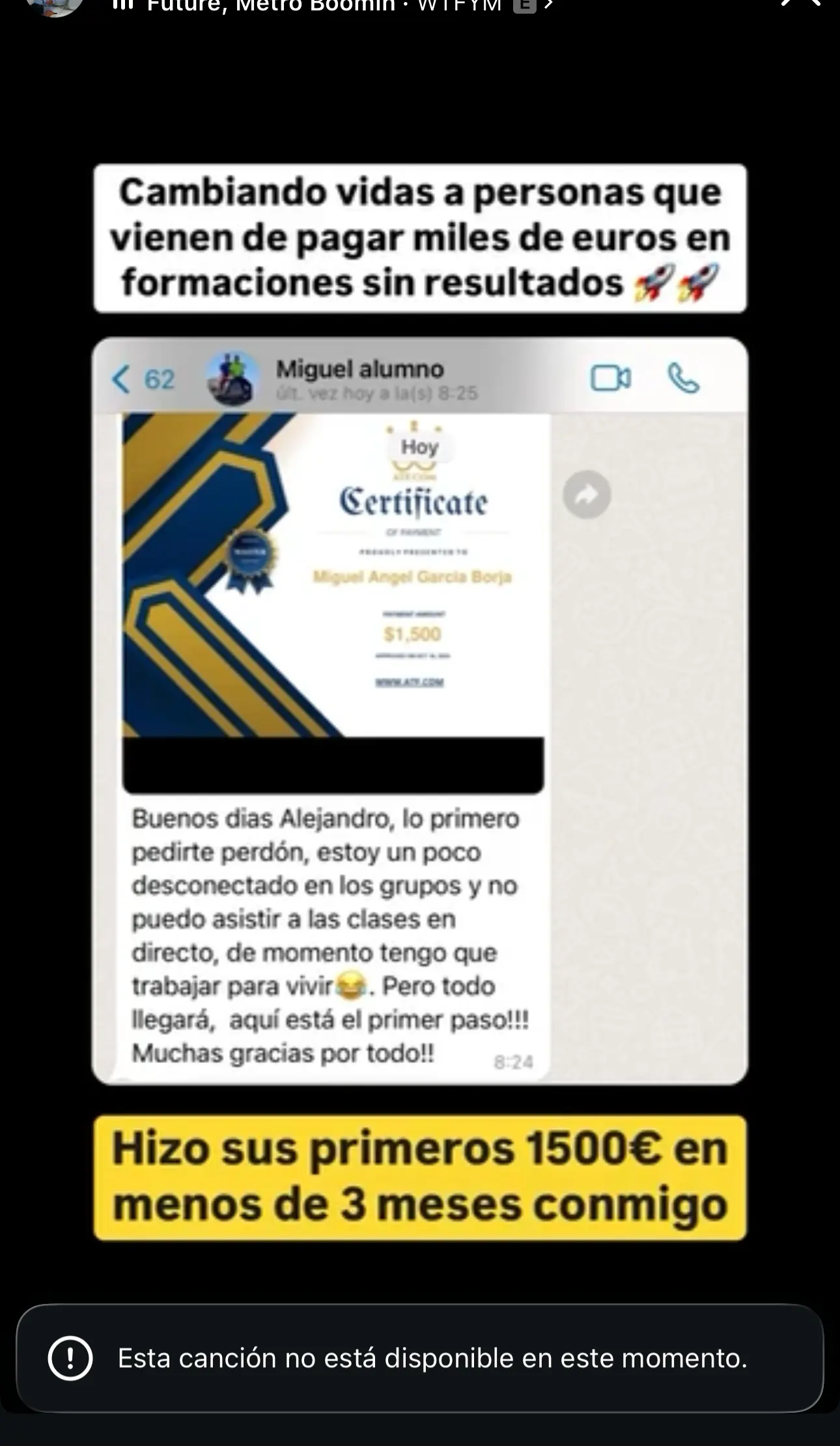 Resultado de un cliente de mundoInversiones