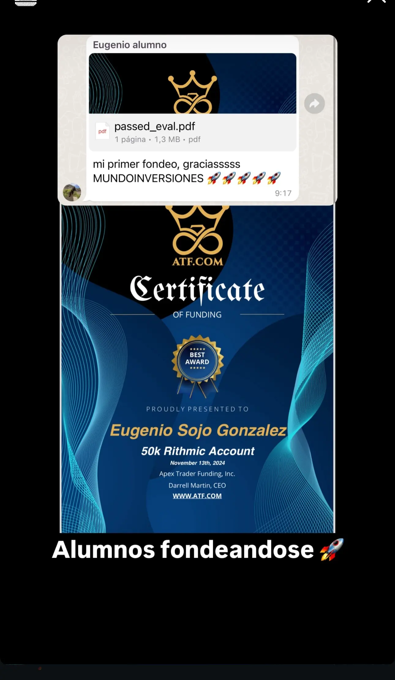 Resultado de un cliente de mundoInversiones