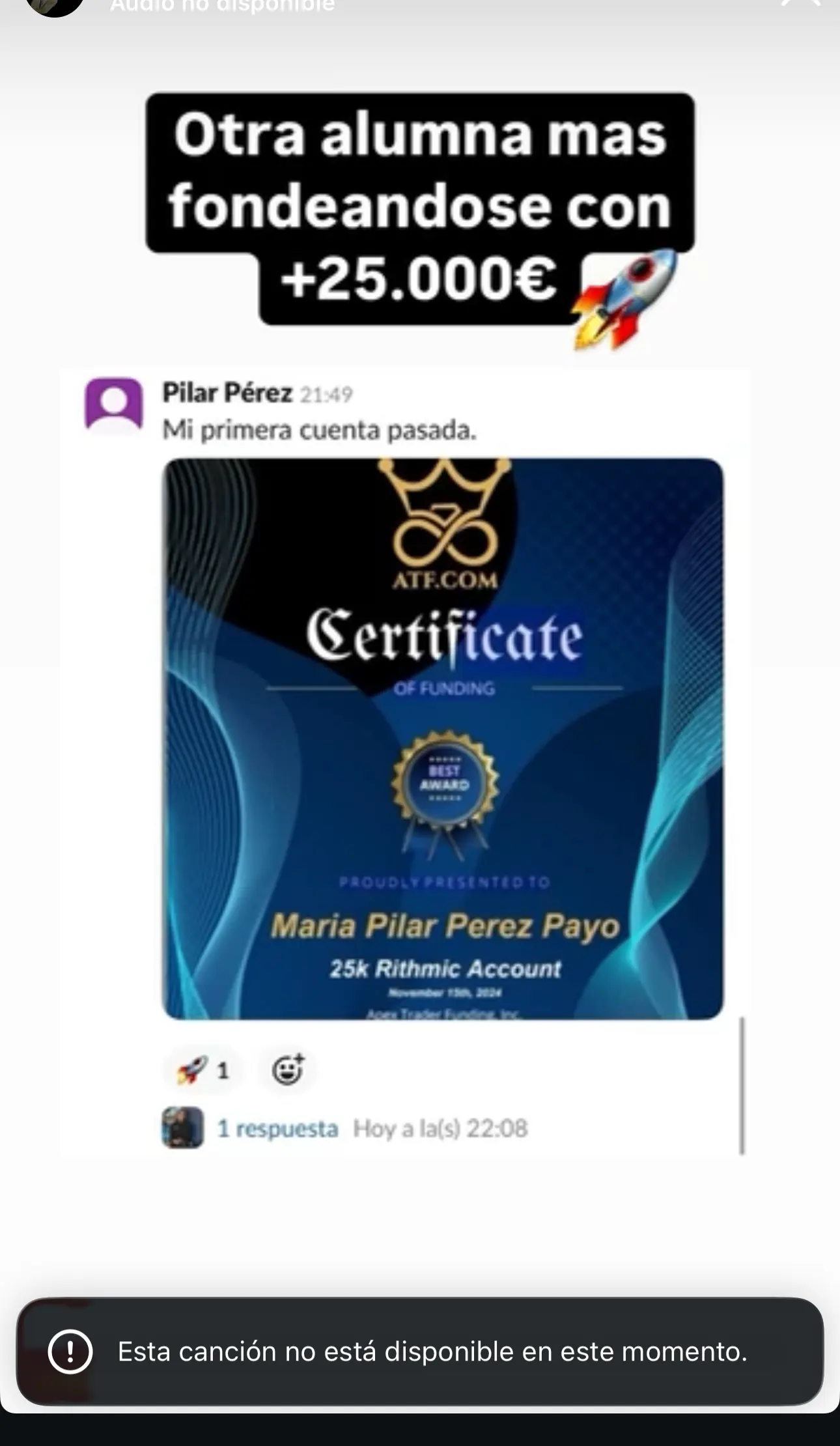 Resultado de un cliente de mundoInversiones
