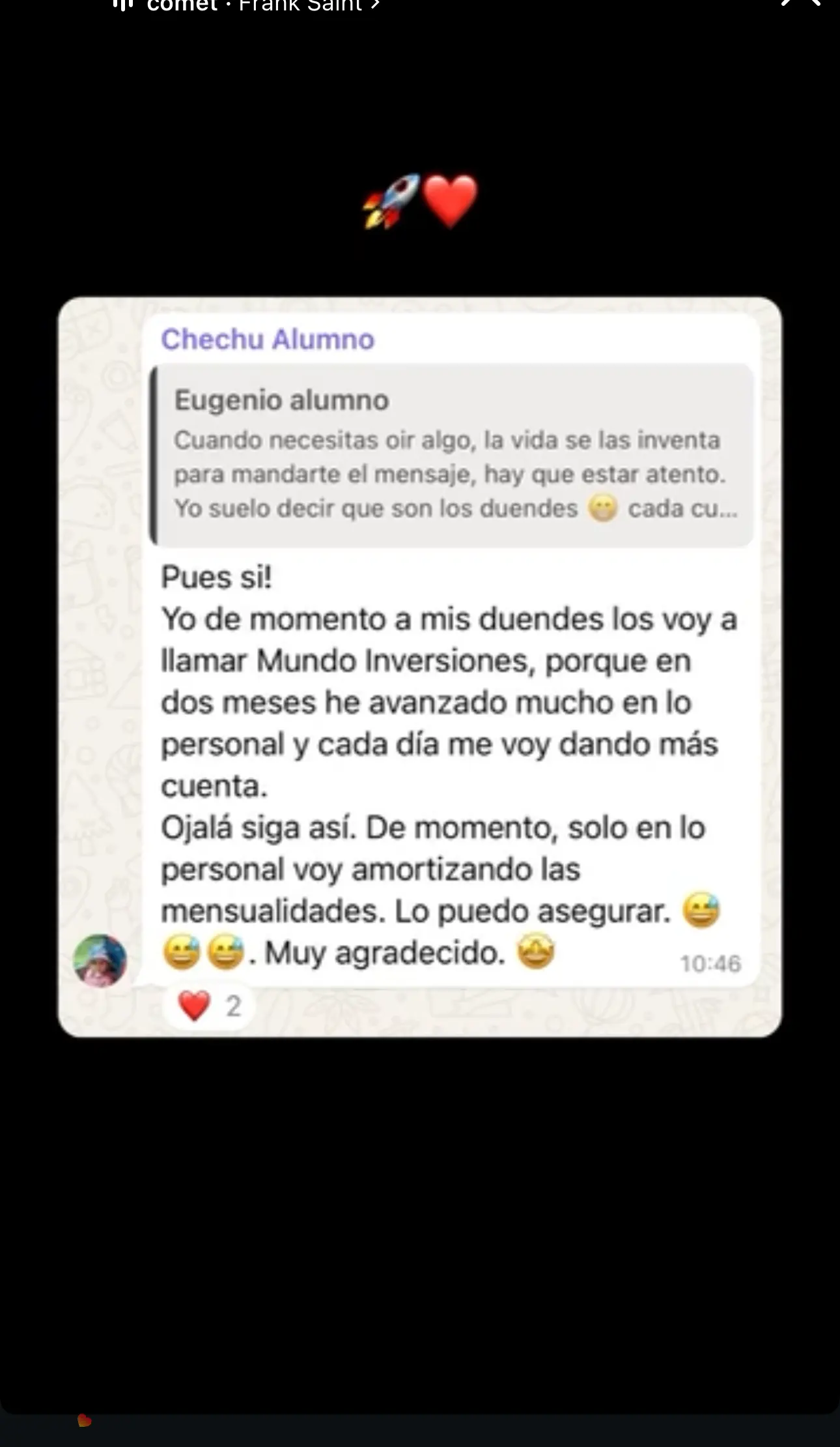 Resultado de un cliente de mundoInversiones