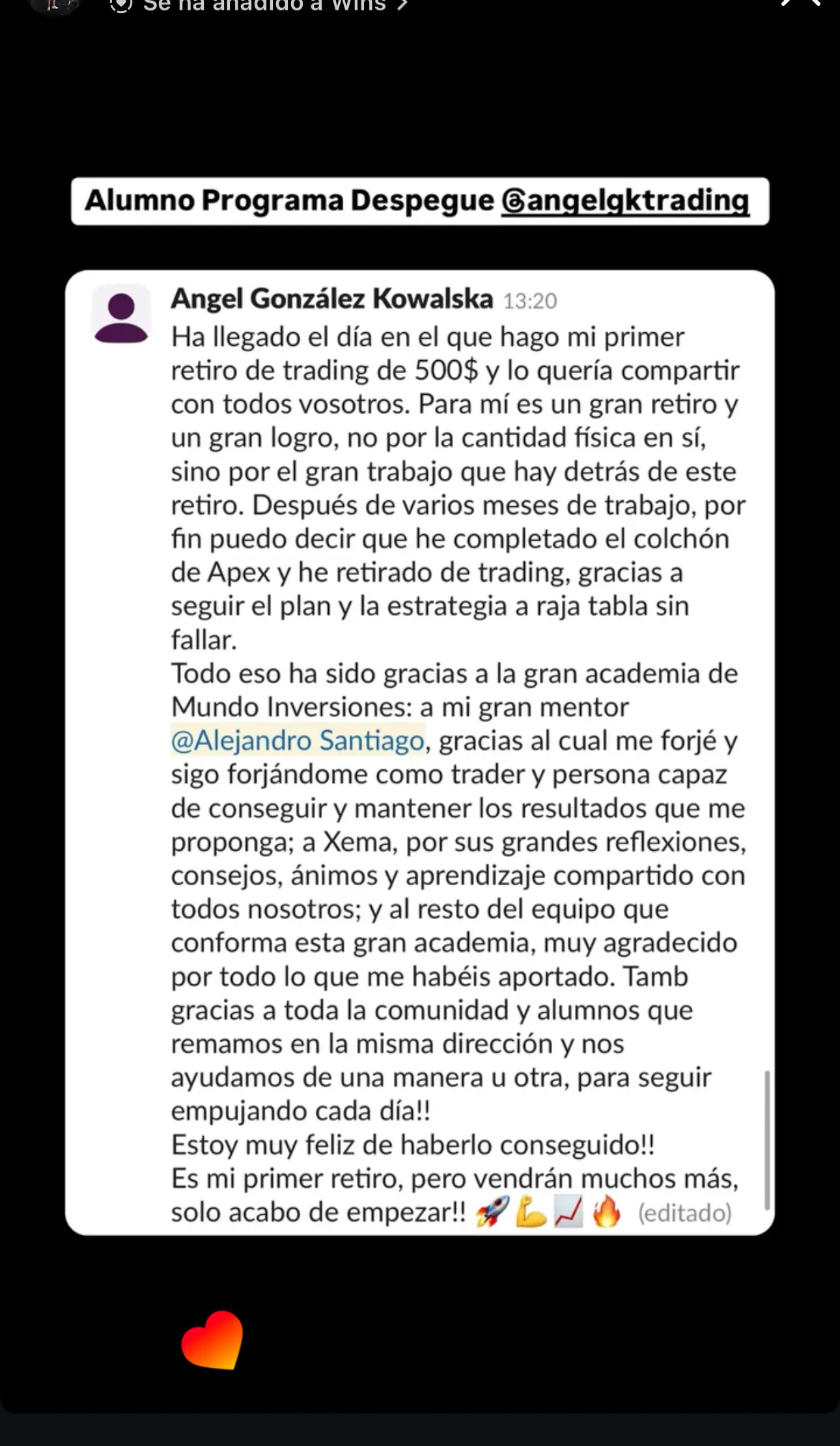 Resultado de un cliente de mundoInversiones