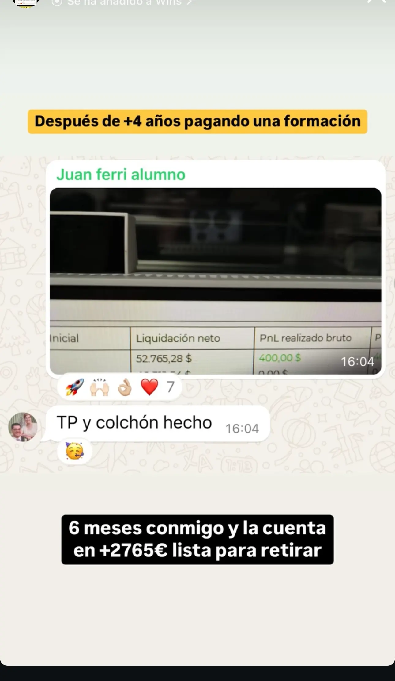 Resultado de un cliente de mundoInversiones