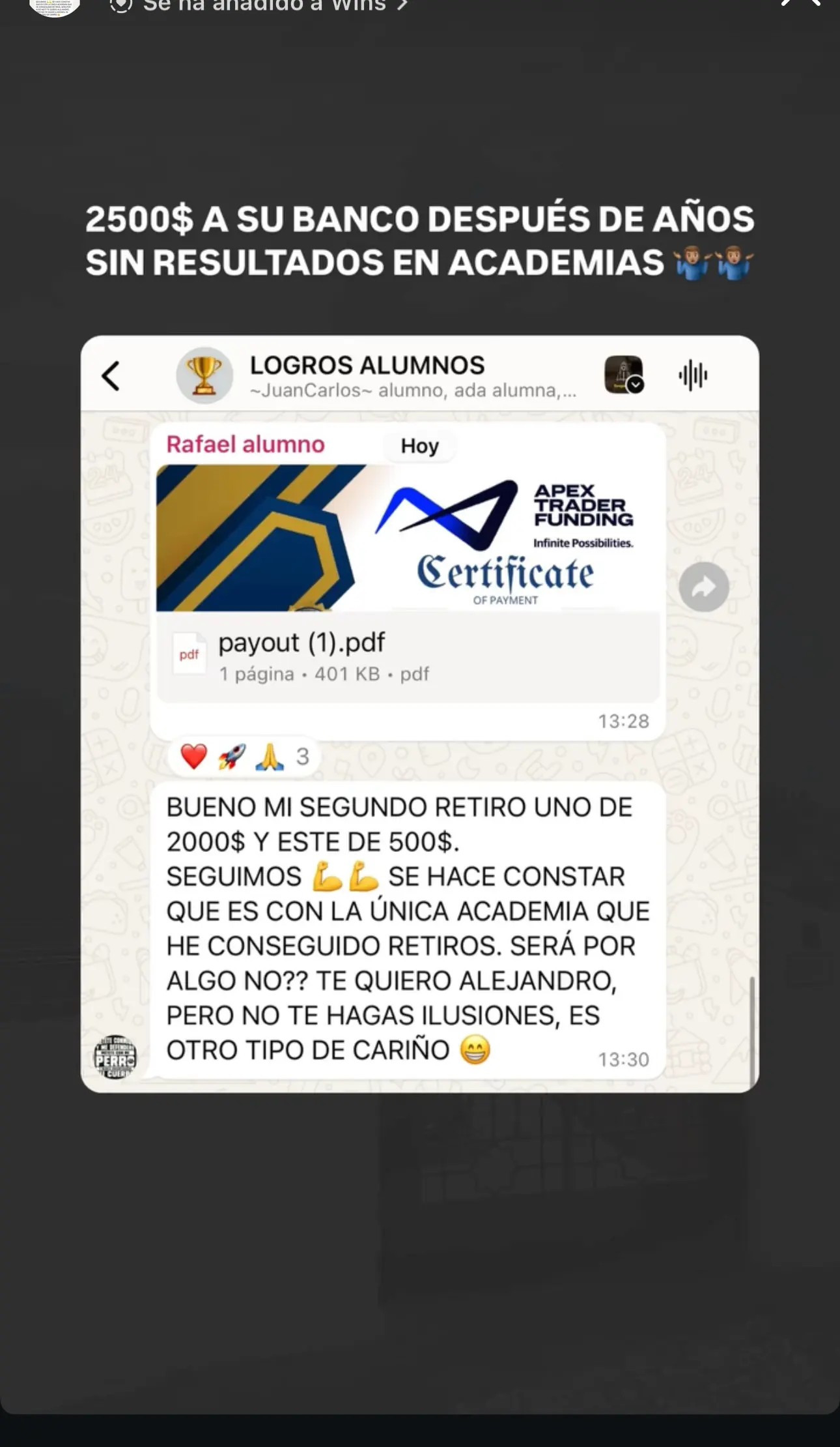 Resultado de un cliente de mundoInversiones