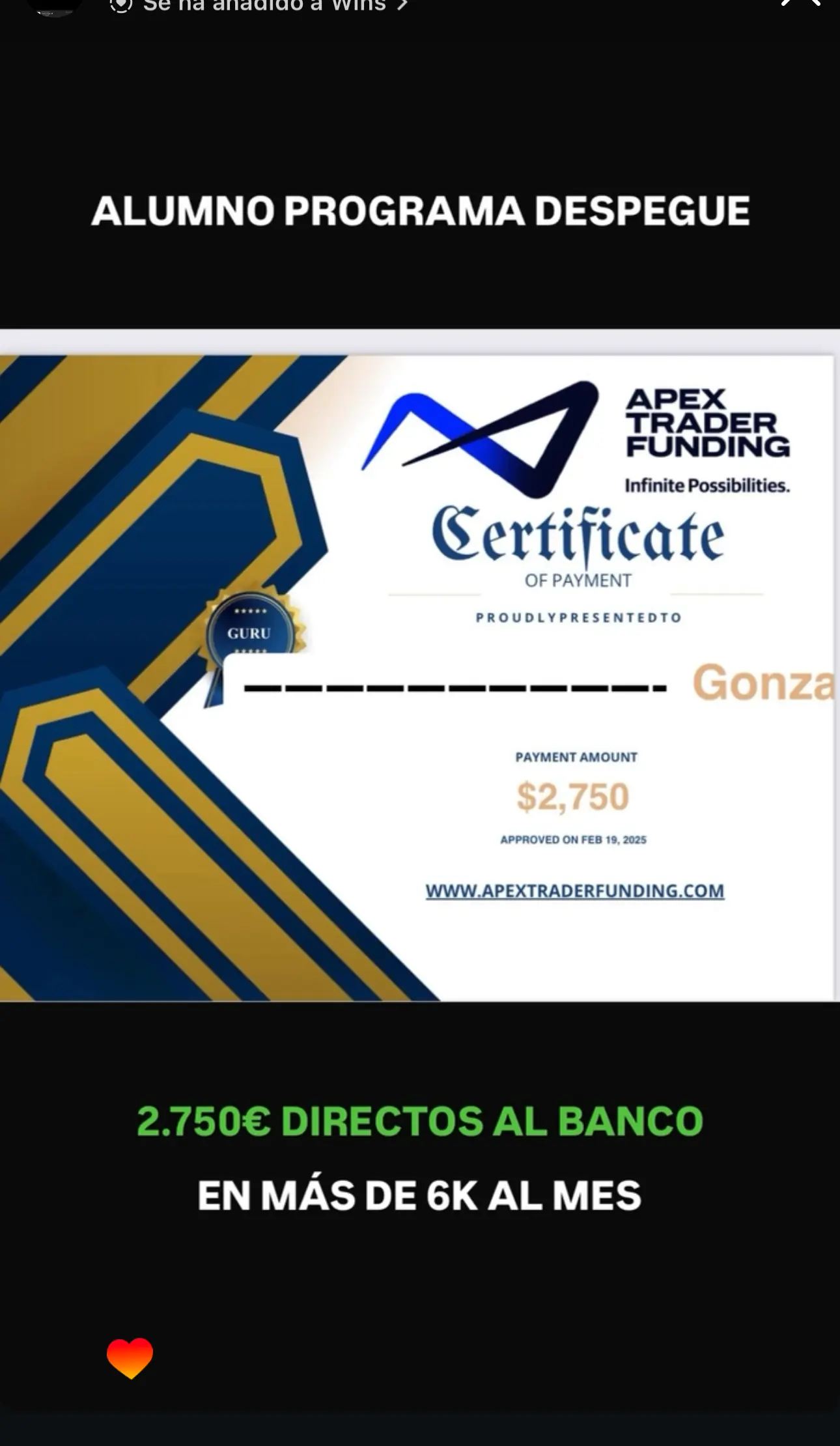 Resultado de un cliente de mundoInversiones