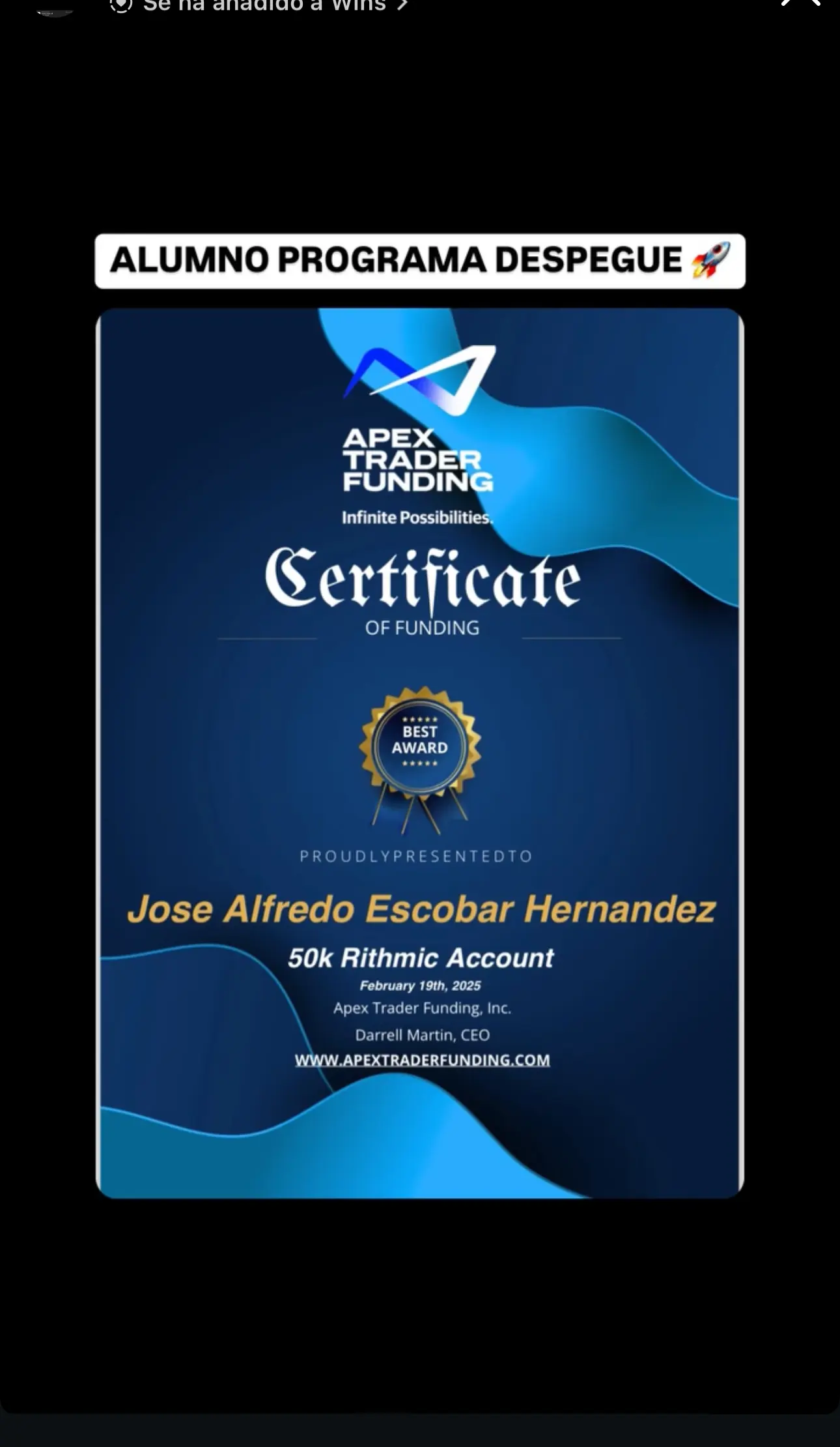 Resultado de un cliente de mundoInversiones