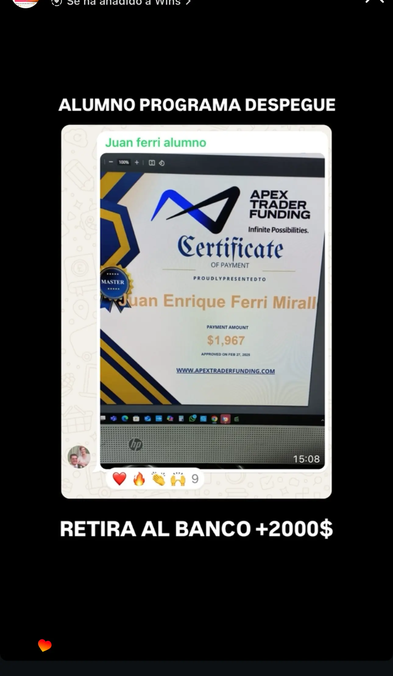 Resultado de un cliente de mundoInversiones