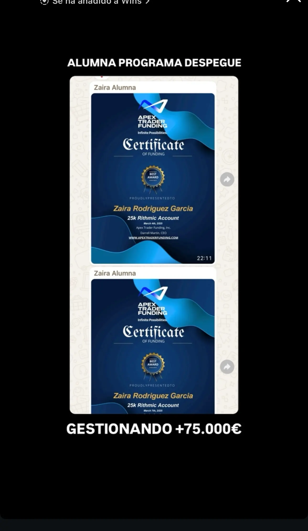 Resultado de un cliente de mundoInversiones