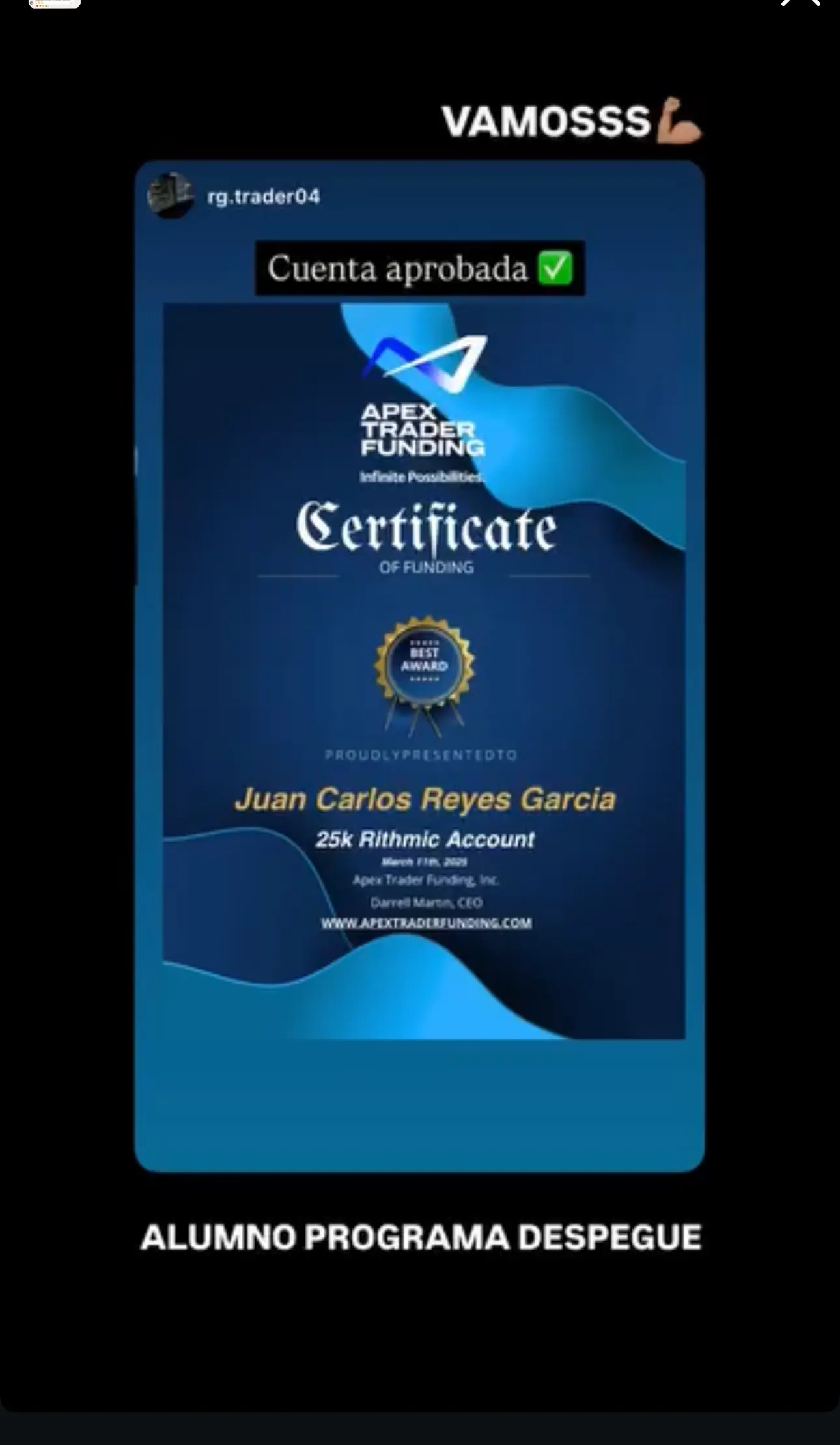Resultado de un cliente de mundoInversiones