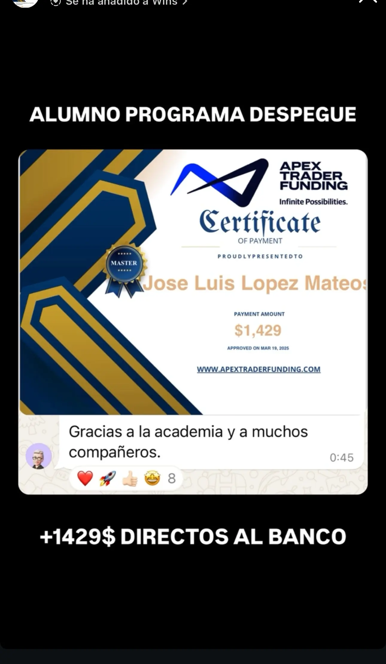 Resultado de un cliente de mundoInversiones