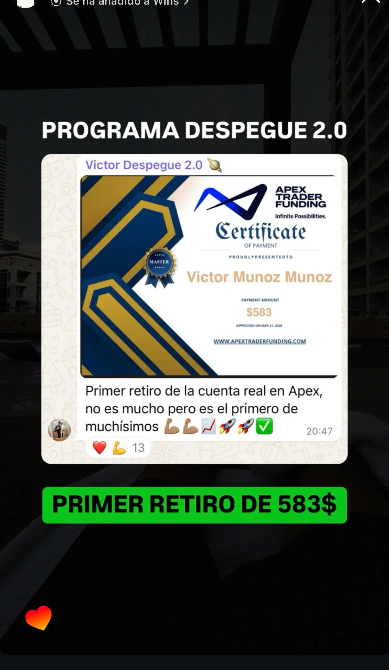 Resultado de un cliente de mundoInversiones