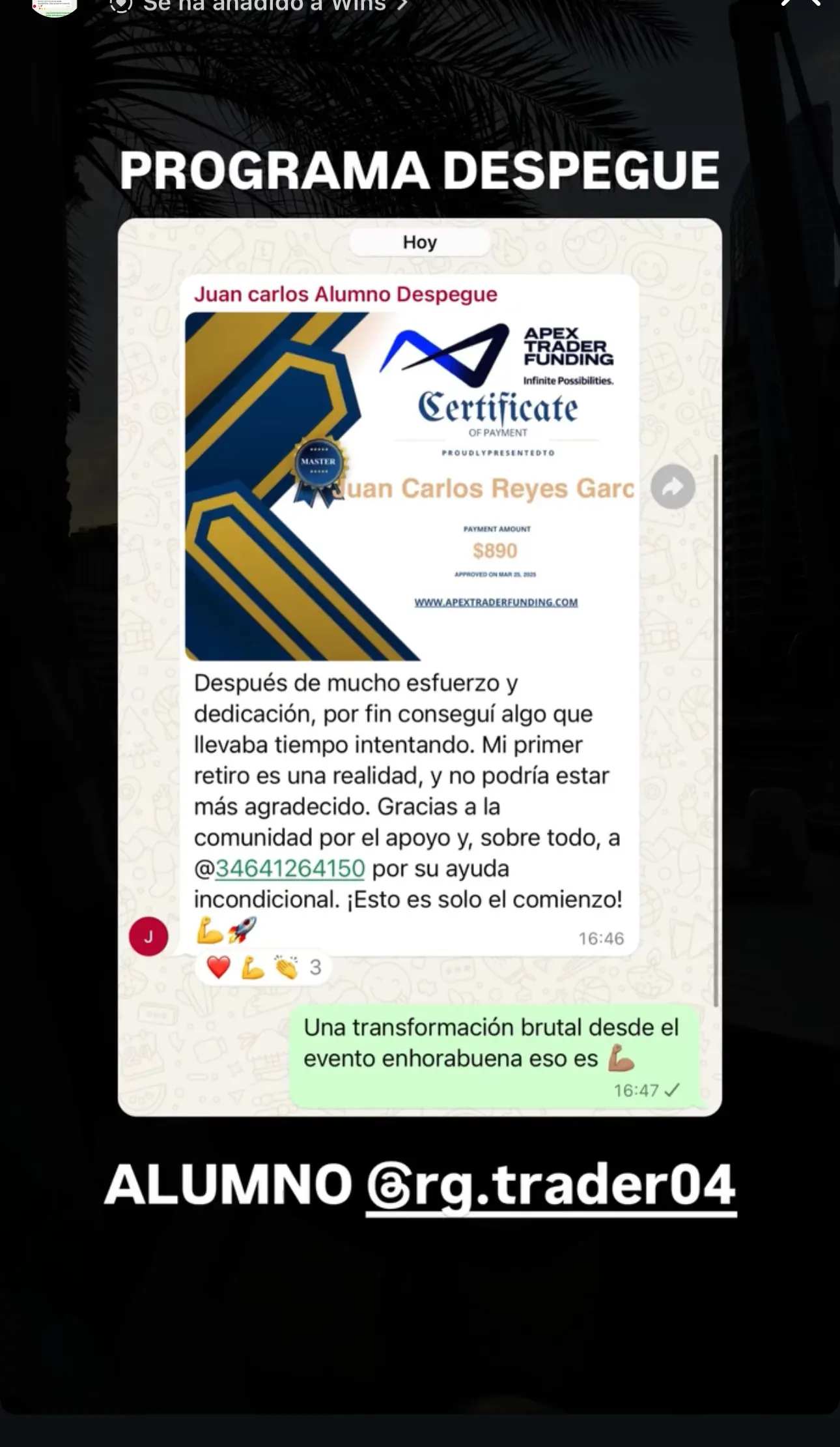 Resultado de un cliente de mundoInversiones