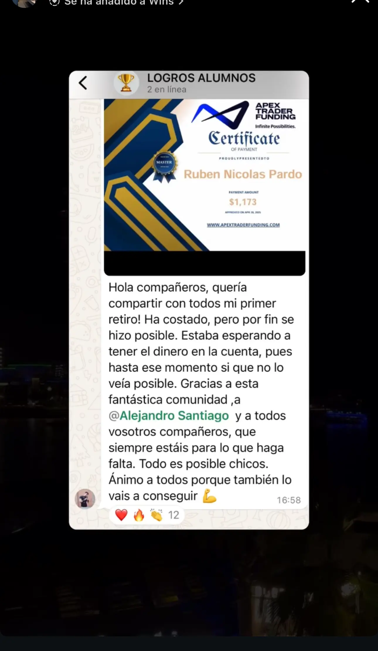 Resultado de un cliente de mundoInversiones
