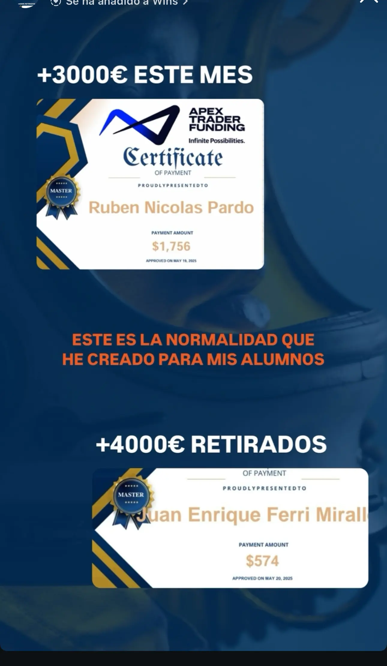 Resultado de un cliente de mundoInversiones