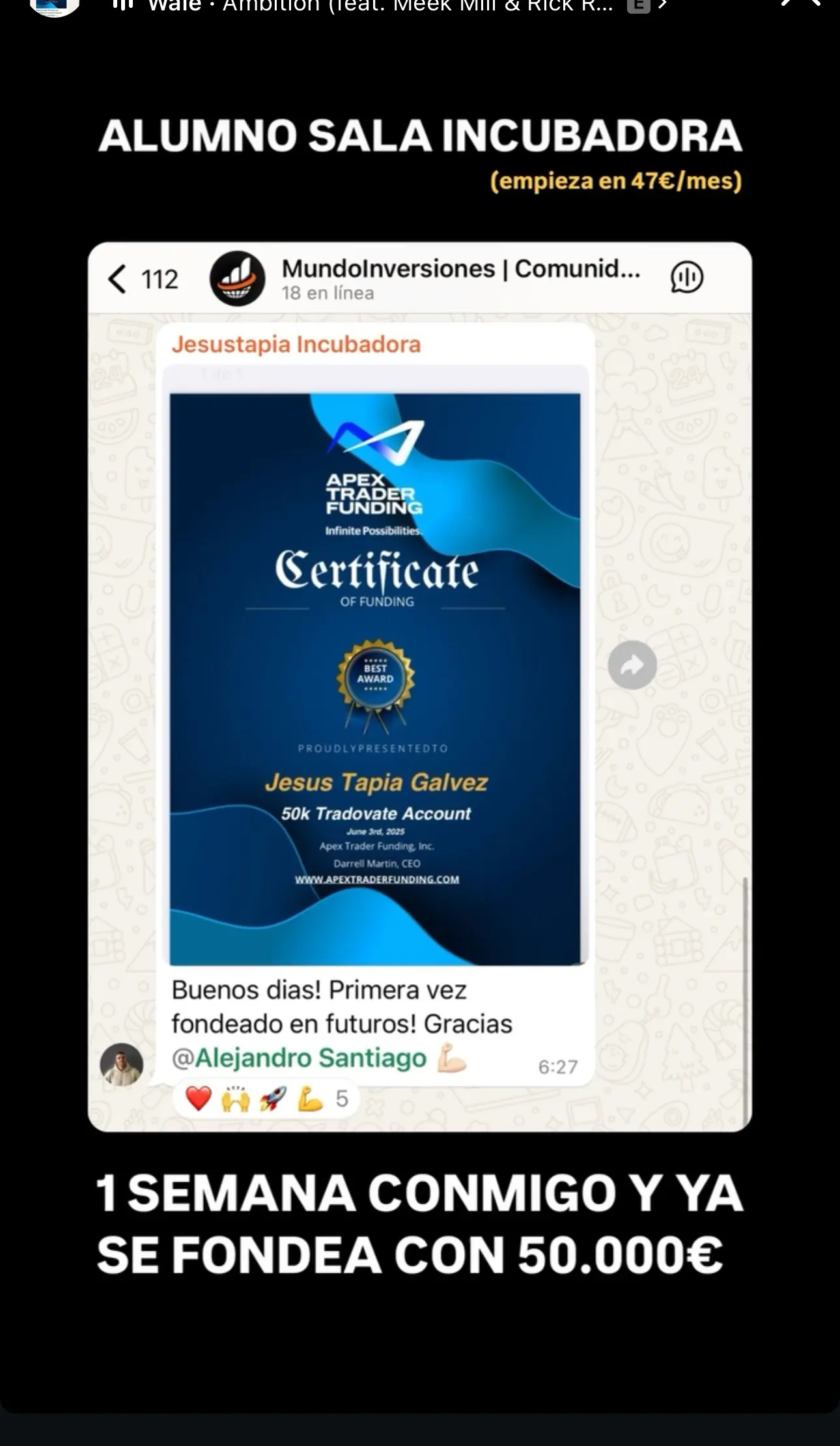 Resultado de un cliente de mundoInversiones