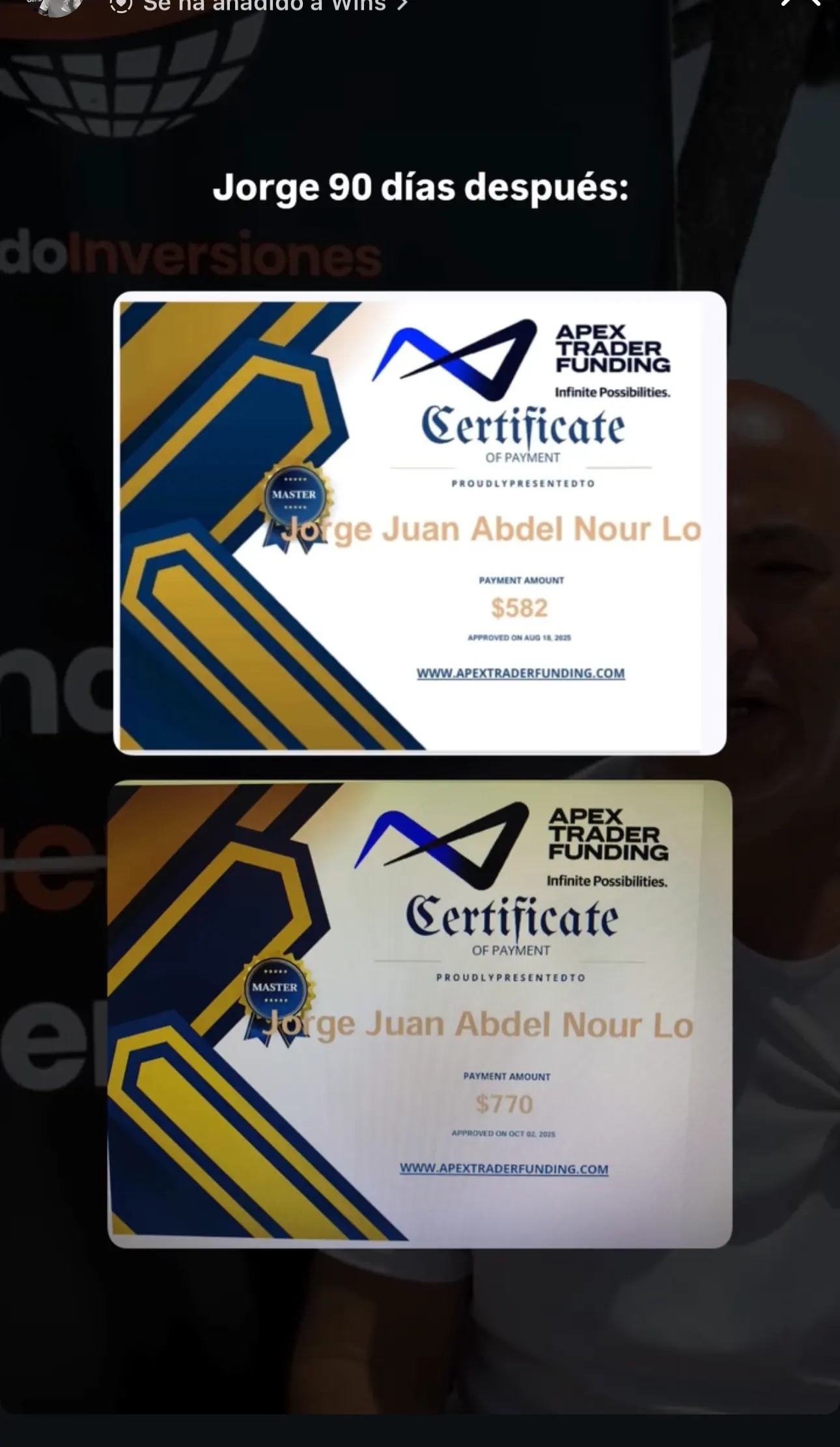 Resultado de un cliente de mundoInversiones